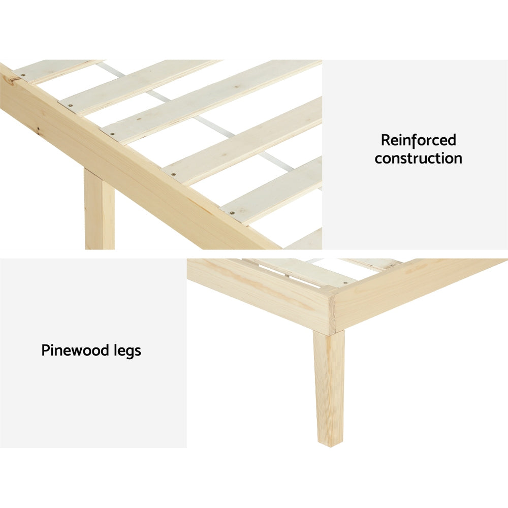 Artiss Bed Frame Queen Size Wooden Base Mattress Platform Timber Pine BRUNO - Cosy Abode