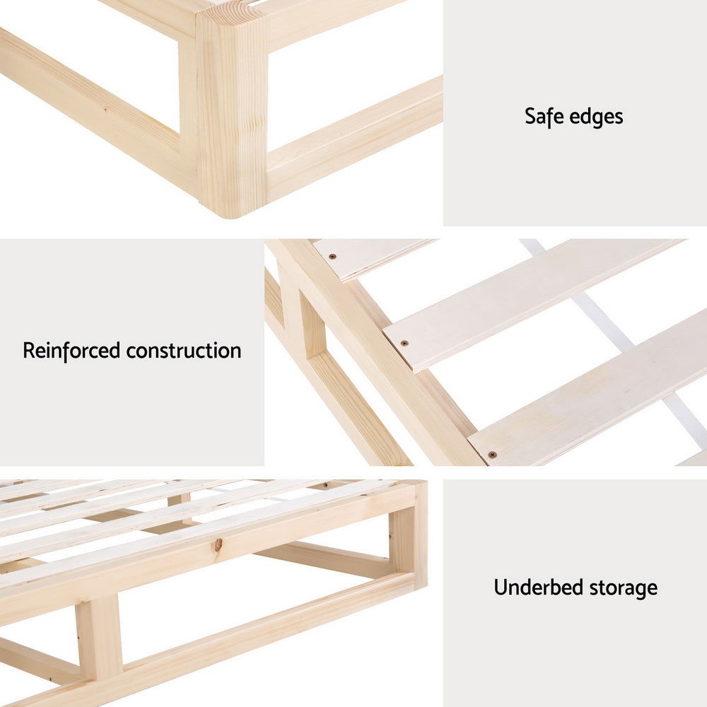 Artiss Bed Frame Queen Size Wooden Base Mattress Platform Timber Pine KALAM - Cosy Abode