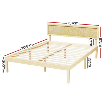 Artiss Bed Frame Queen Size Wooden Base Mattress Platform Timber Pine YUMI - Cosy Abode