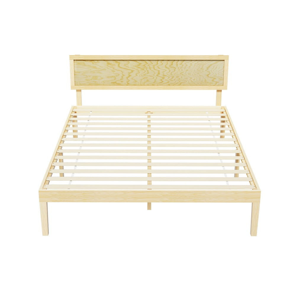 Artiss Bed Frame Queen Size Wooden Base Mattress Platform Timber Pine YUMI - Cosy Abode