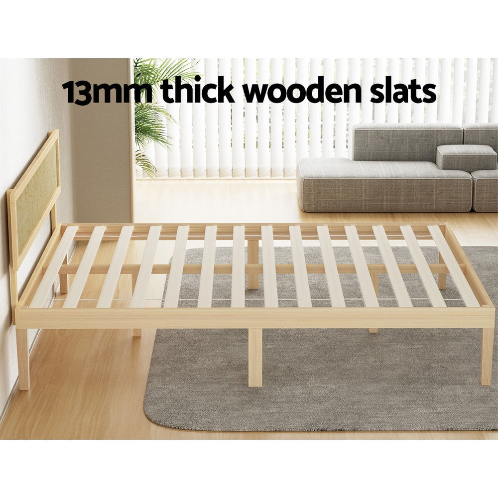 Artiss Bed Frame Queen Size Wooden Base Mattress Platform Timber Pine YUMI - Cosy Abode