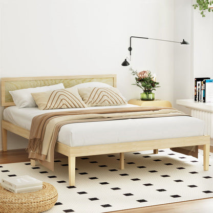 Artiss Bed Frame Queen Size Wooden Base Mattress Platform Timber Pine YUMI - Cosy Abode