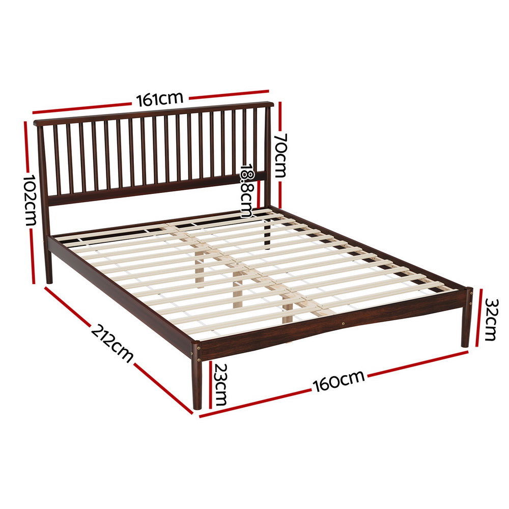 Artiss Bed Frame Queen Size Wooden Base Mattress Platform Timber Walnut VISE - Cosy Abode