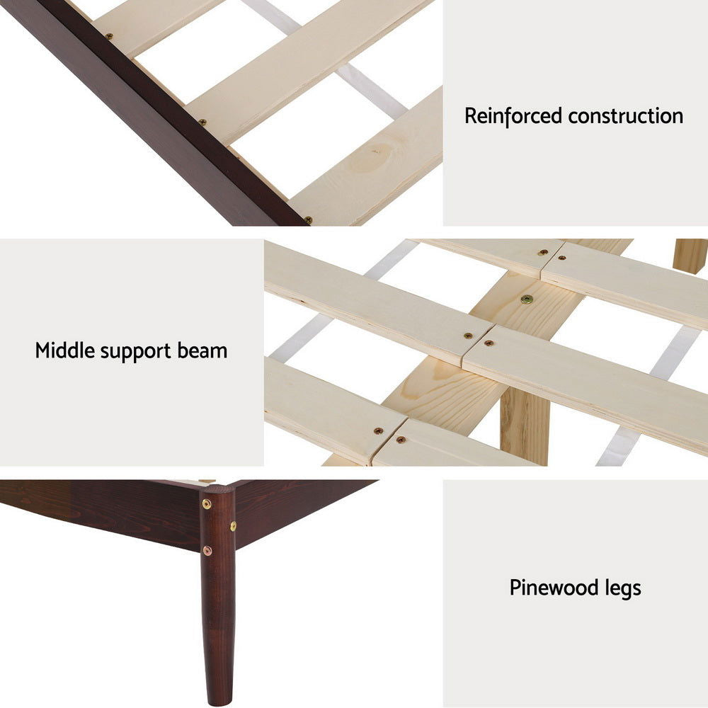 Artiss Bed Frame Queen Size Wooden Base Mattress Platform Timber Walnut VISE - Cosy Abode