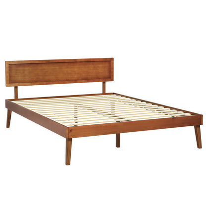 Artiss Bed Frame Queen Size Wooden Bed Base Walnut SPLAY - Cosy Abode