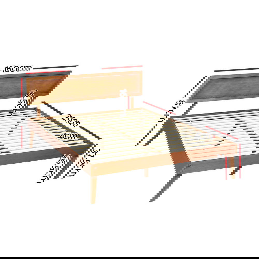 Artiss Bed Frame Queen Size Wooden Bed Base Walnut SPLAY - Cosy Abode