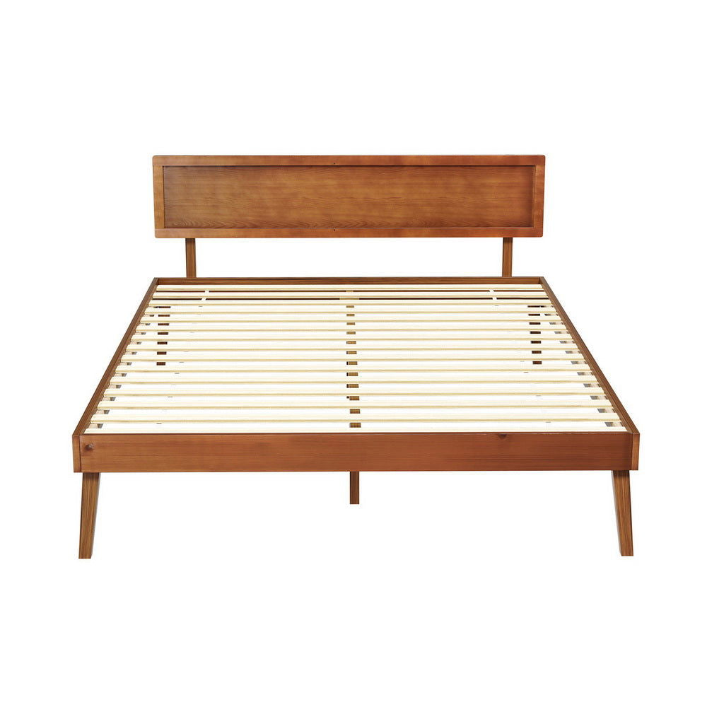 Artiss Bed Frame Queen Size Wooden Bed Base Walnut SPLAY - Cosy Abode