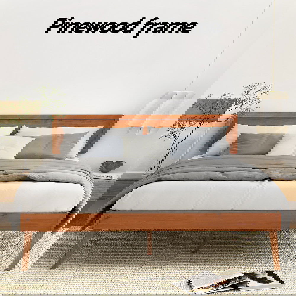 Artiss Bed Frame Queen Size Wooden Bed Base Walnut SPLAY - Cosy Abode