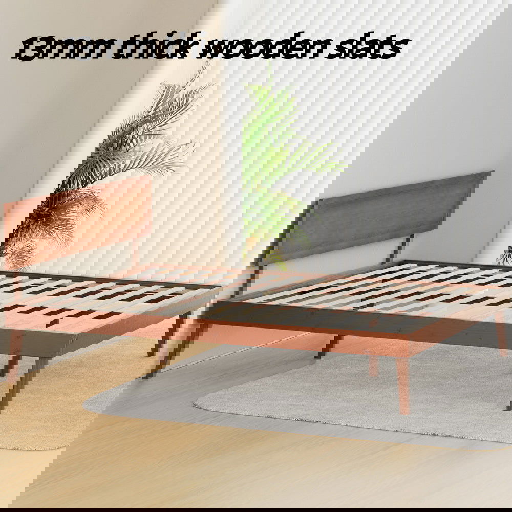 Artiss Bed Frame Queen Size Wooden Bed Base Walnut SPLAY - Cosy Abode