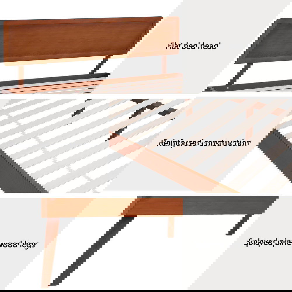 Artiss Bed Frame Queen Size Wooden Bed Base Walnut SPLAY - Cosy Abode