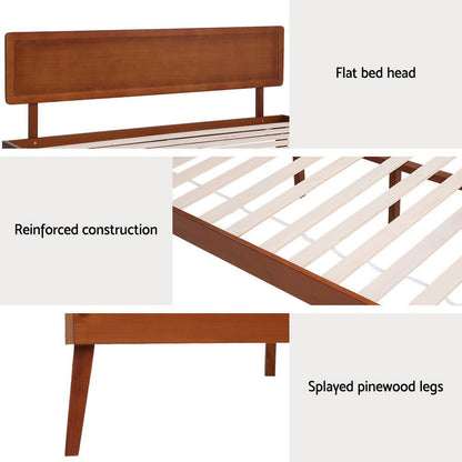 Artiss Bed Frame Queen Size Wooden Bed Base Walnut SPLAY - Cosy Abode