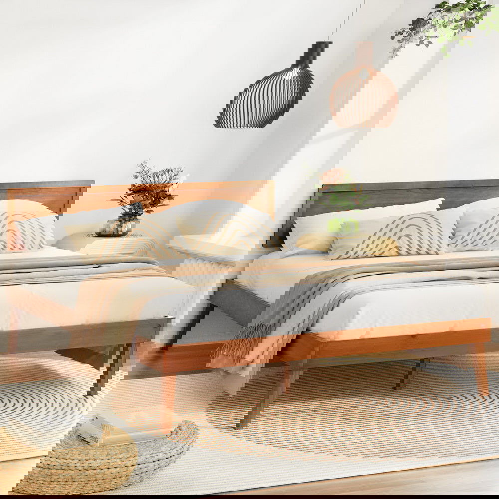 Artiss Bed Frame Queen Size Wooden Bed Base Walnut SPLAY - Cosy Abode