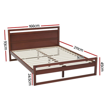 Artiss Bed Frame Queen Size Wooden Walnut WITTON - Cosy Abode