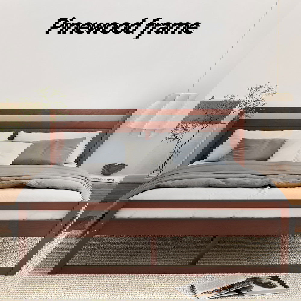 Artiss Bed Frame Queen Size Wooden Walnut WITTON - Cosy Abode