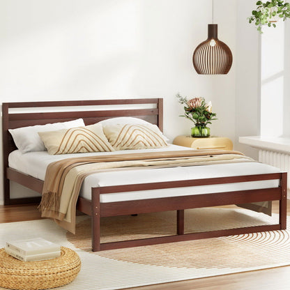 Artiss Bed Frame Queen Size Wooden Walnut WITTON - Cosy Abode