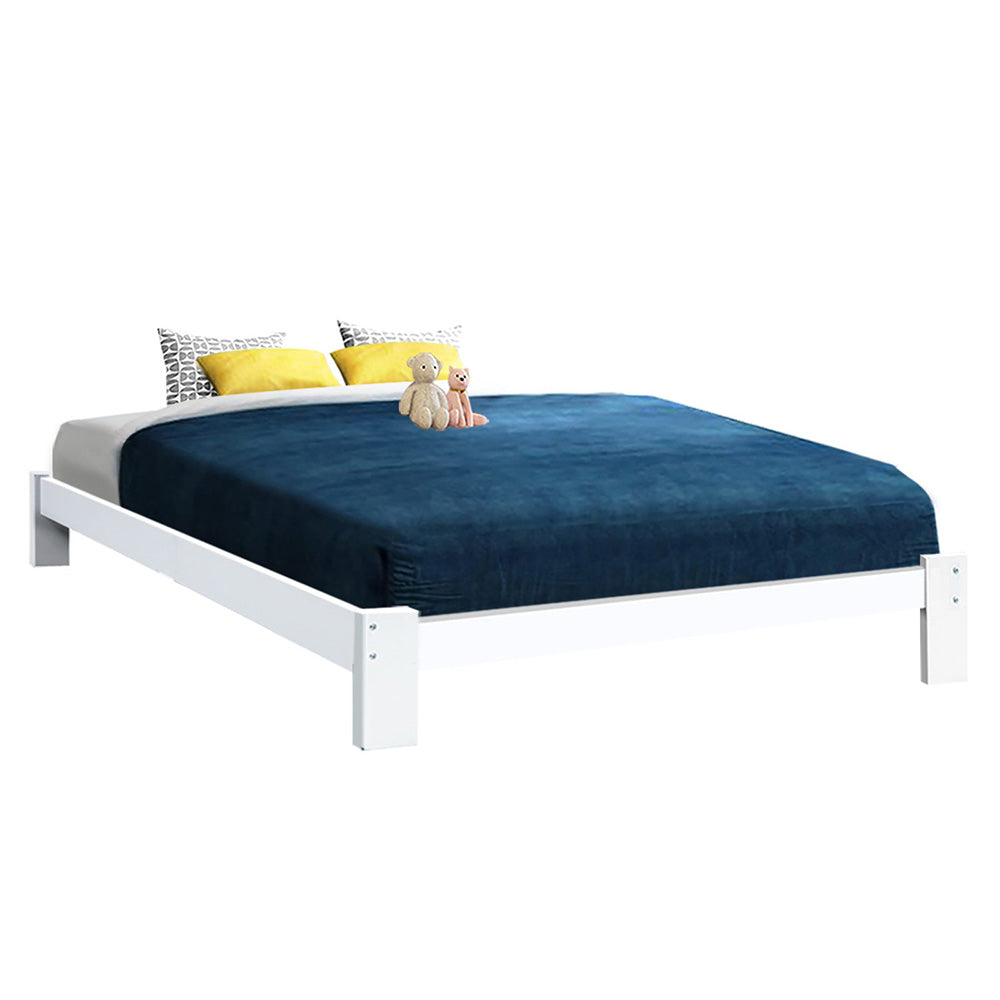 Artiss Bed Frame Queen Size Wooden White JADE - Cosy Abode