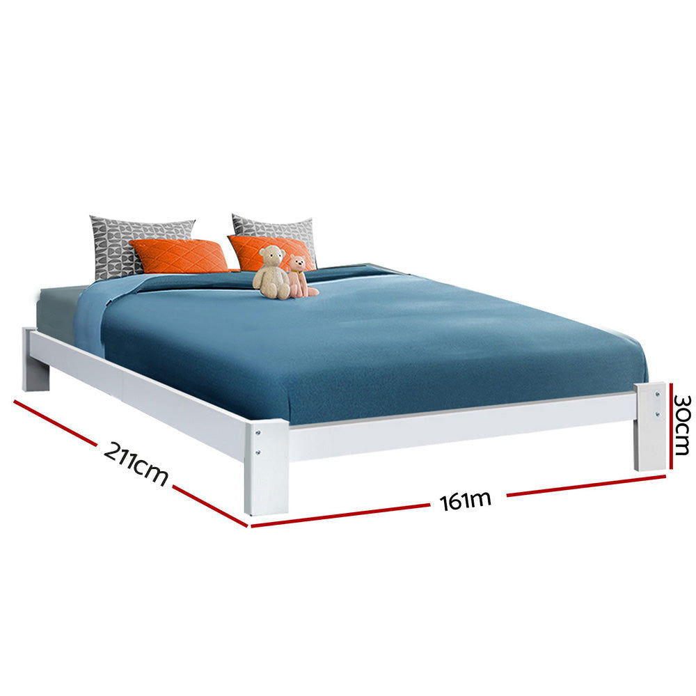 Artiss Bed Frame Queen Size Wooden White JADE - Cosy Abode