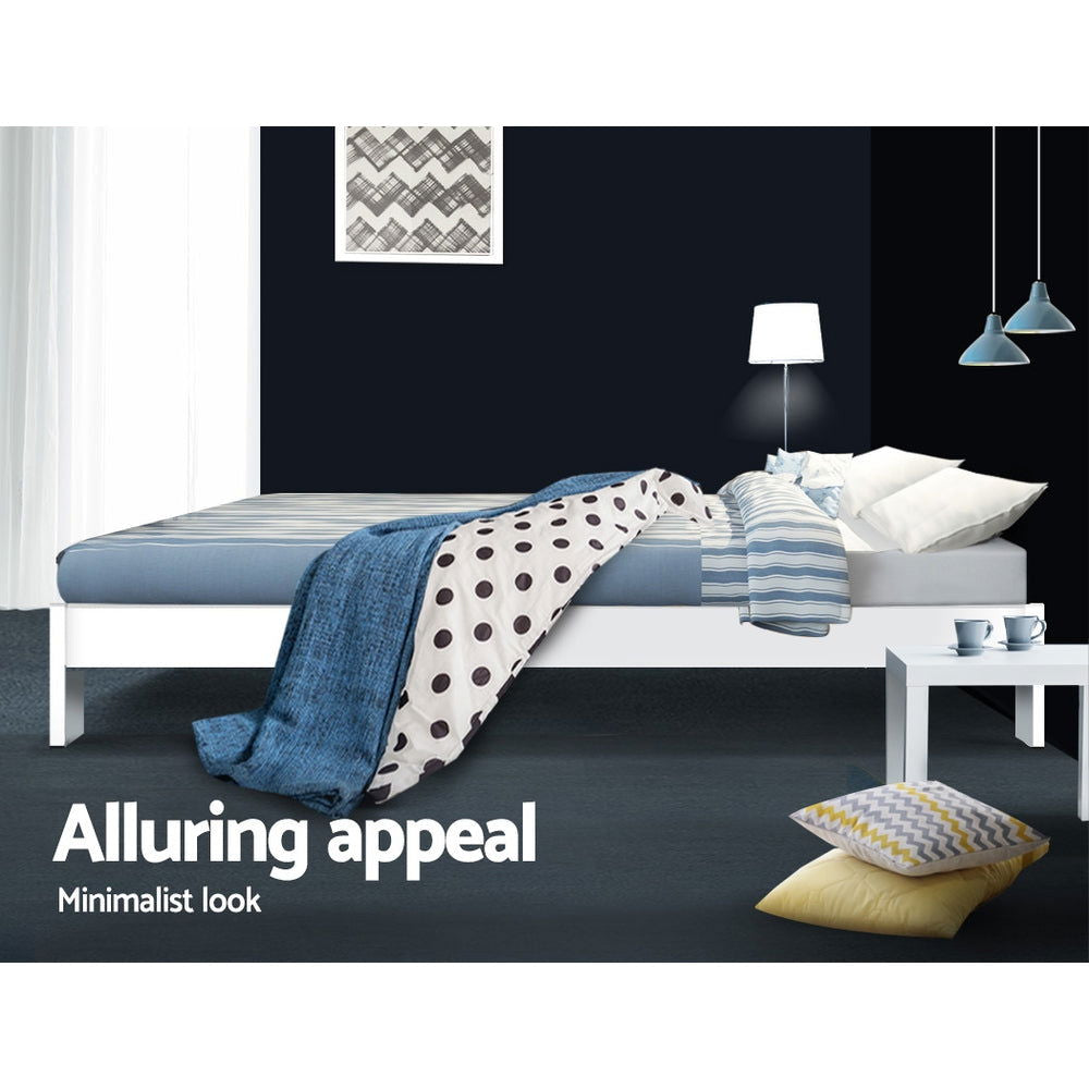 Artiss Bed Frame Queen Size Wooden White JADE - Cosy Abode