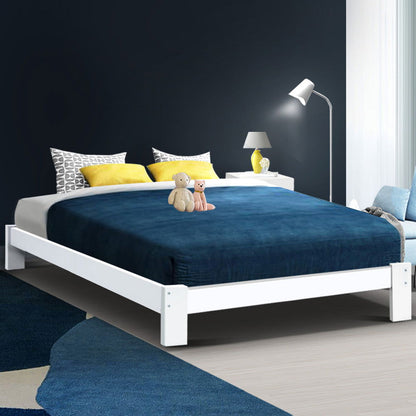 Artiss Bed Frame Queen Size Wooden White JADE - Cosy Abode