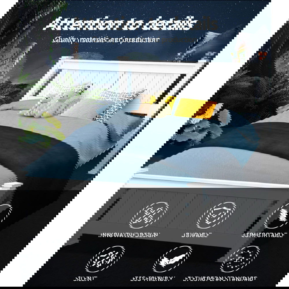 Artiss Bed Frame Queen Size Wooden White RIO - Cosy Abode