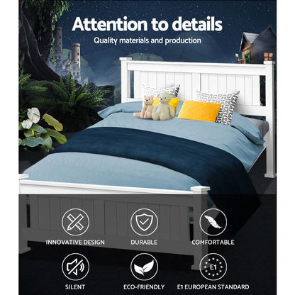 Artiss Bed Frame Queen Size Wooden White RIO - Cosy Abode