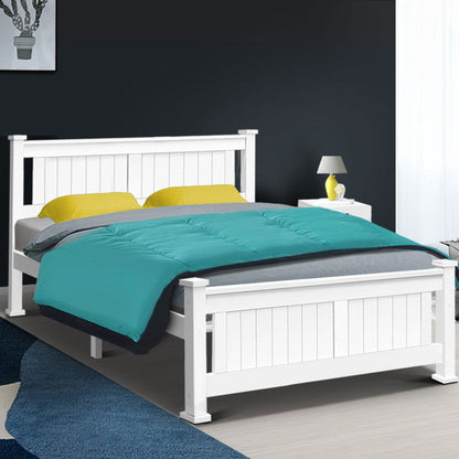 Artiss Bed Frame Queen Size Wooden White RIO - Cosy Abode