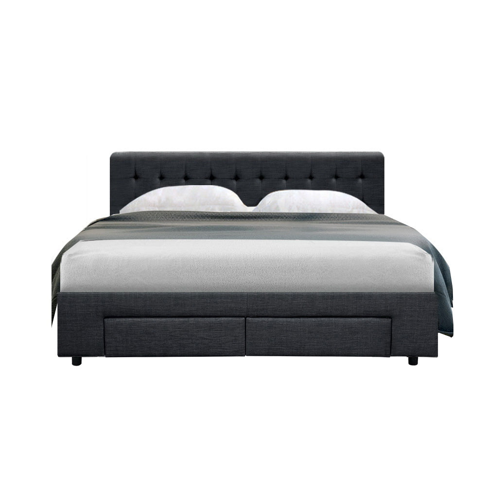 Artiss Bed Frame Queen Size with 4 Drawers Charcoal AVIO - Cosy Abode