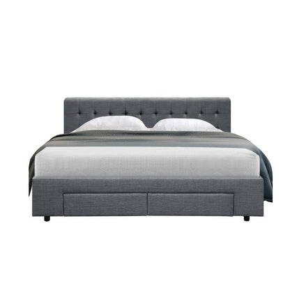 Artiss Bed Frame Queen Size with 4 Drawers Grey AVIO - Cosy Abode