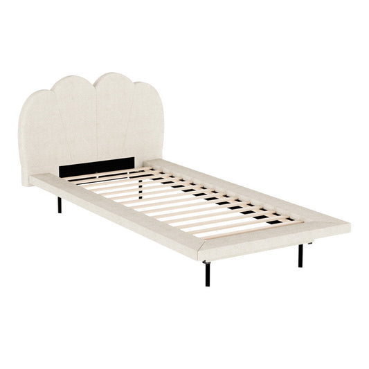 Artiss Bed Frame Single Size Boucle Beige SASA - Cosy Abode