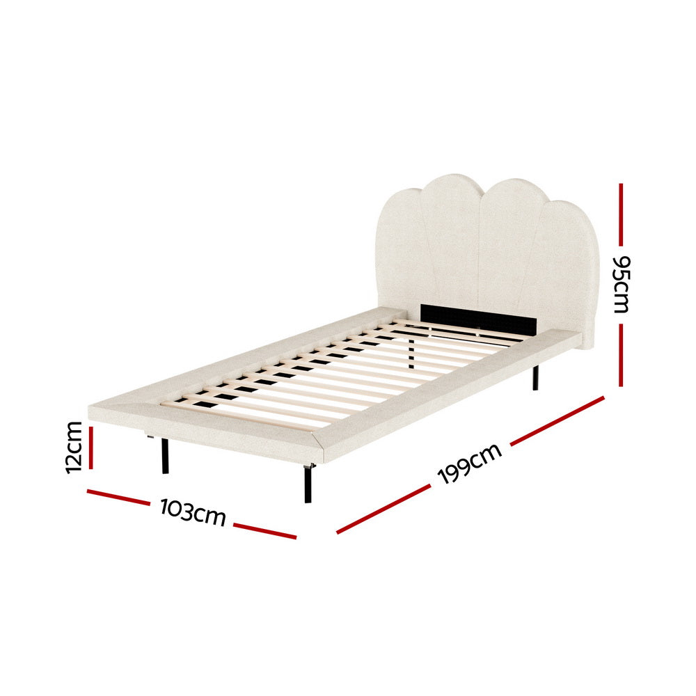 Artiss Bed Frame Single Size Boucle Beige SASA - Cosy Abode
