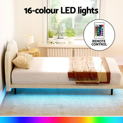 Artiss Bed Frame Single Size Boucle Beige SASA - Cosy Abode