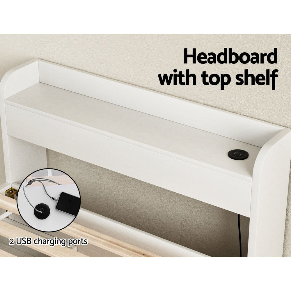 Artiss Bed Frame Single Size Mattress Base wtih Charging Ports 2 Storage Drawers - Cosy Abode