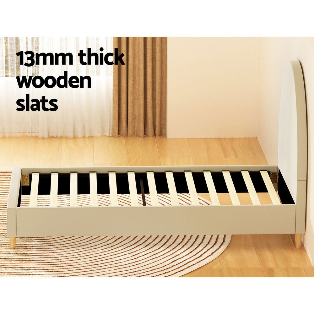 Artiss Bed Frame Single Size Velvet Cream ELLA - Cosy Abode