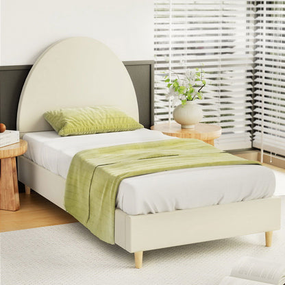 Artiss Bed Frame Single Size Velvet Cream ELLA - Cosy Abode