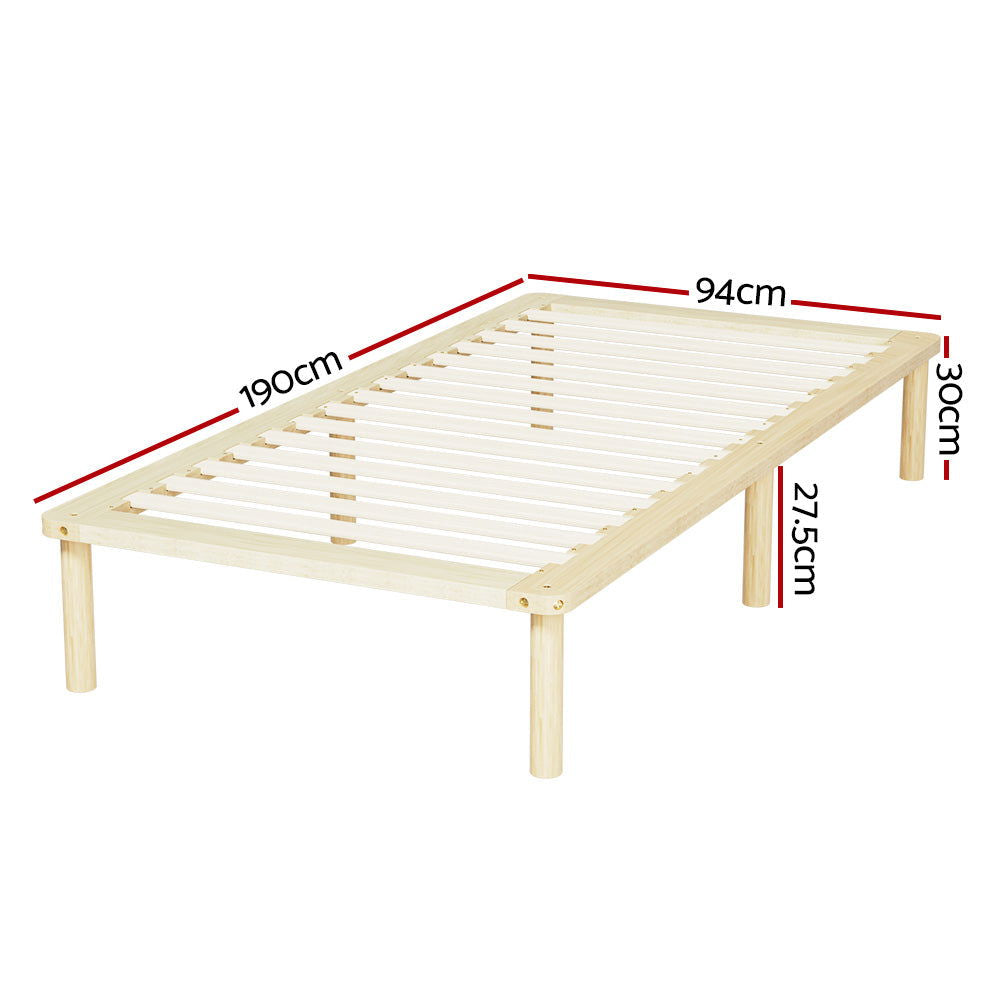 Artiss Bed Frame Single Size Wooden Base Mattress Platform Timber Pine AMBA - Cosy Abode