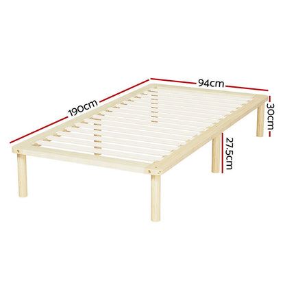 Artiss Bed Frame Single Size Wooden Base Mattress Platform Timber Pine AMBA - Cosy Abode