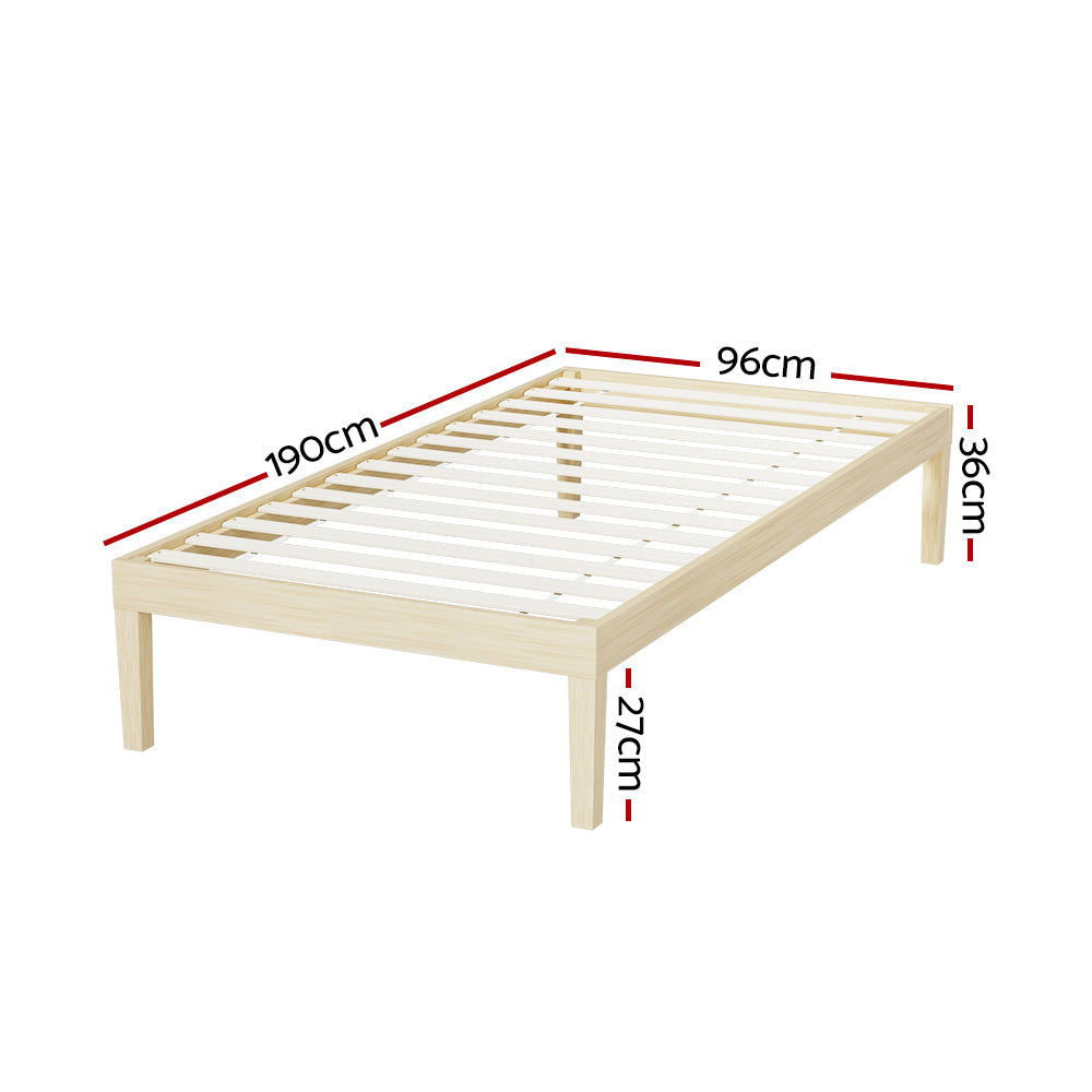 Artiss Bed Frame Single Size Wooden Base Mattress Platform Timber Pine BRUNO - Cosy Abode