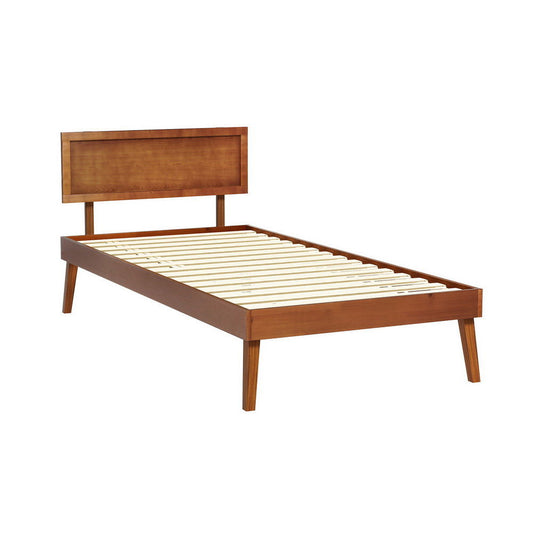 Artiss Bed Frame Single Size Wooden Bed Base Walnut SPLAY - Cosy Abode