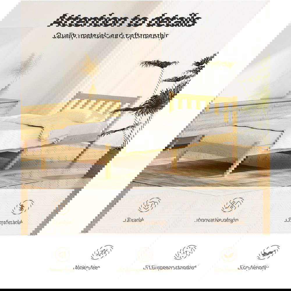 Artiss Bed Frame Single Size Wooden Oak SOFIE - Cosy Abode