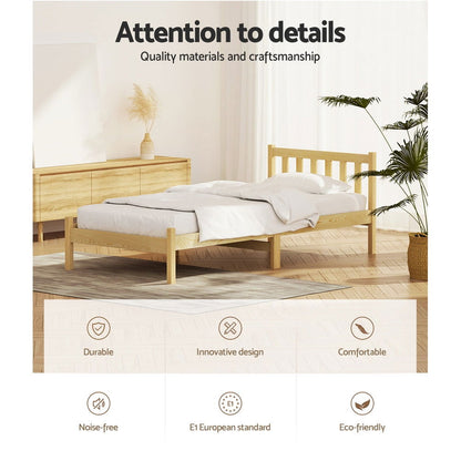 Artiss Bed Frame Single Size Wooden Oak SOFIE - Cosy Abode