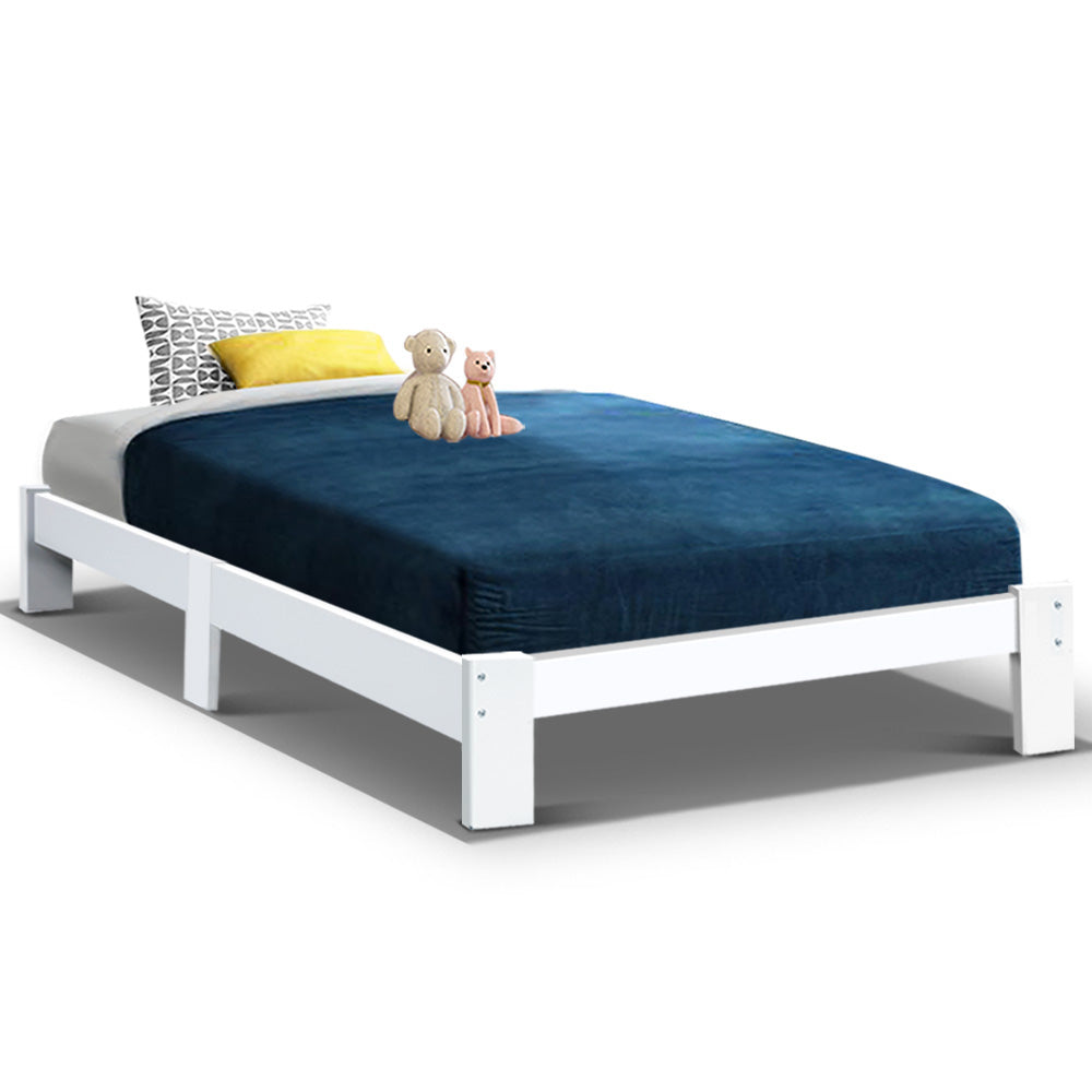 Artiss Bed Frame Single Size Wooden White JADE - Cosy Abode