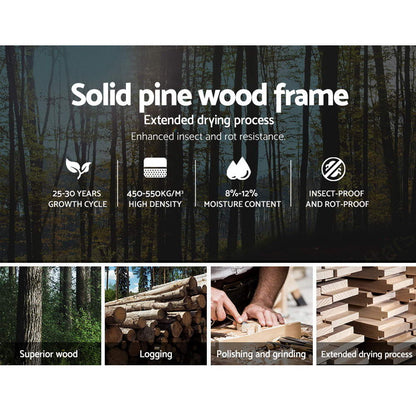 Artiss Bed Frame Single Size Wooden White LEXI - Cosy Abode