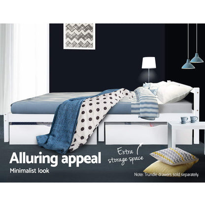 Artiss Bed Frame Single Size Wooden White LEXI - Cosy Abode