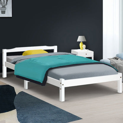 Artiss Bed Frame Single Size Wooden White LEXI - Cosy Abode