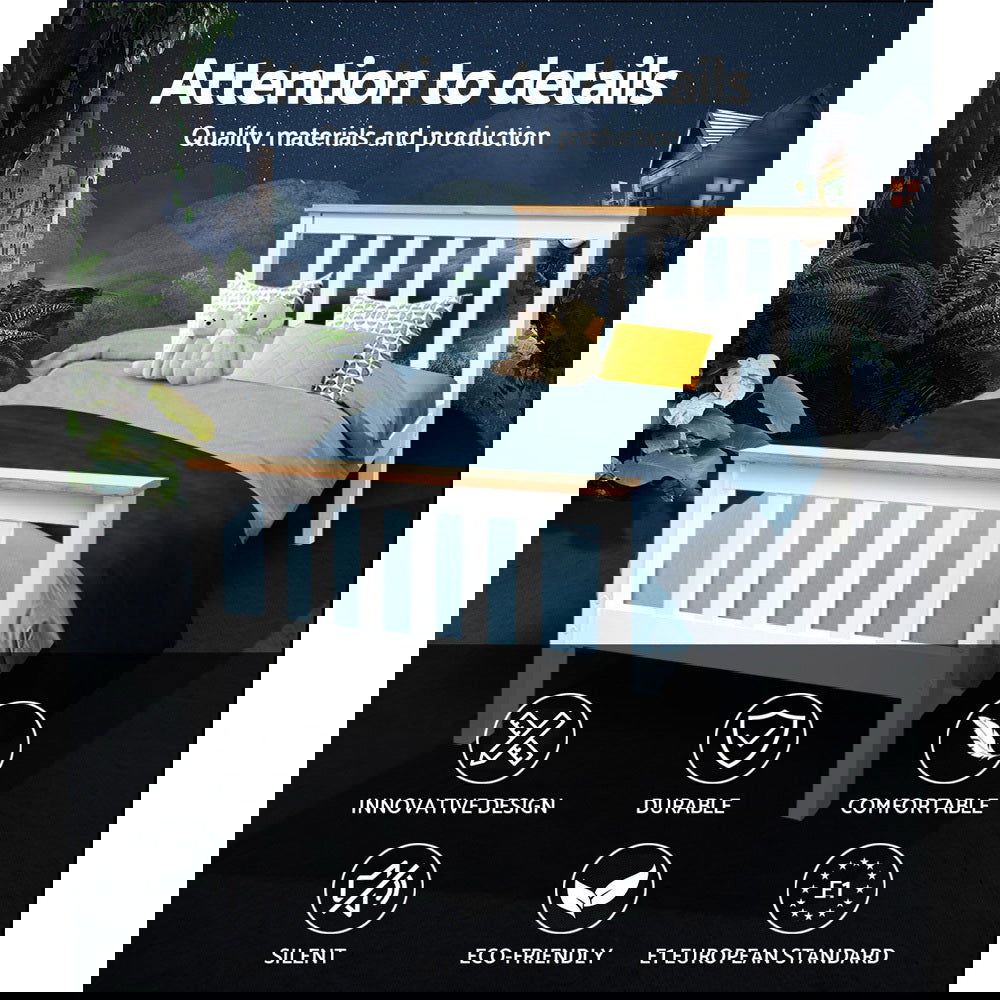 Artiss Bed Frame Single Size Wooden White PONY - Cosy Abode