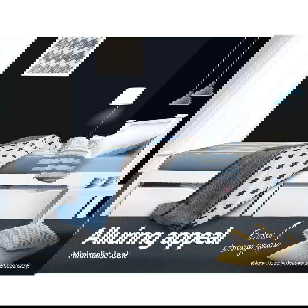 Artiss Bed Frame Single Size Wooden White RIO - Cosy Abode