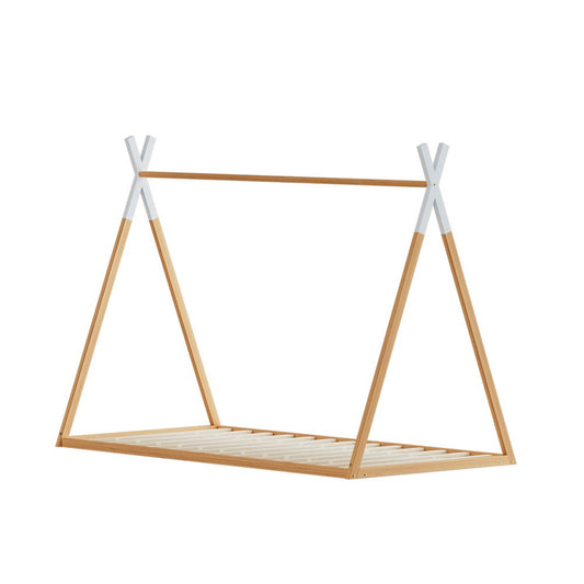Artiss Bed Frame Wooden Kids House Single Frame Oak ENID - Cosy Abode