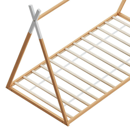 Artiss Bed Frame Wooden Kids House Single Frame Oak ENID - Cosy Abode