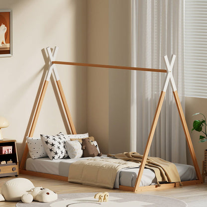 Artiss Bed Frame Wooden Kids House Single Frame Oak ENID - Cosy Abode