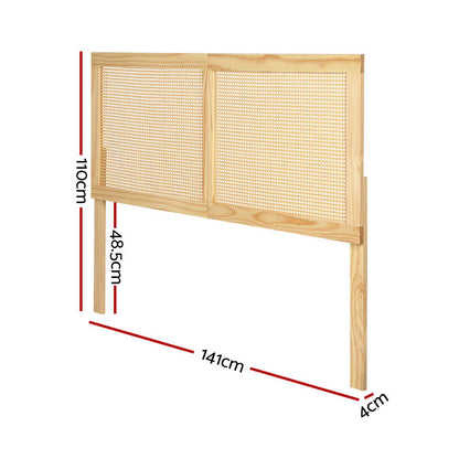 Artiss Bed Head Headboard Double Rattan - RIBO Pine - Cosy Abode